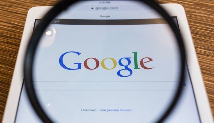 Google homepage displayed on a smartphone screen with the Google logo centered