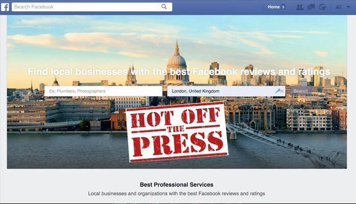 Website homepage with city skyline and “HOT OFF PRESS” banner over local business search bar