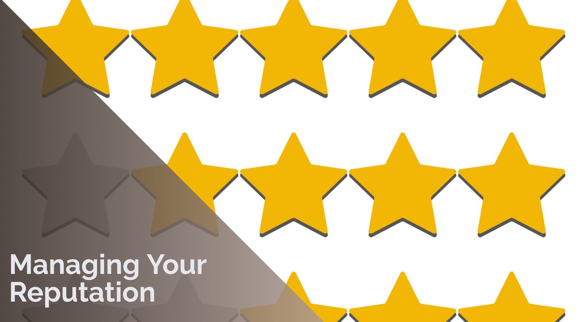 Gold stars on a gray-and-white background with the text “Managing Your Reputation”