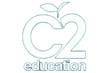 Un logotipo para la educación C2 con una manzana.
