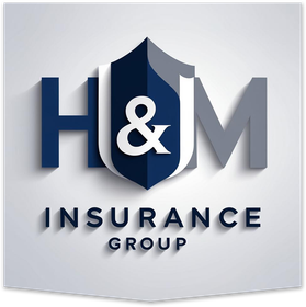 H&M Insurance Group logo: dark blue "H," gray "M", & white " &" inside a shield on a gradient background.