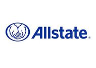 Allstate logo: Blue hands within a blue circle, with 
