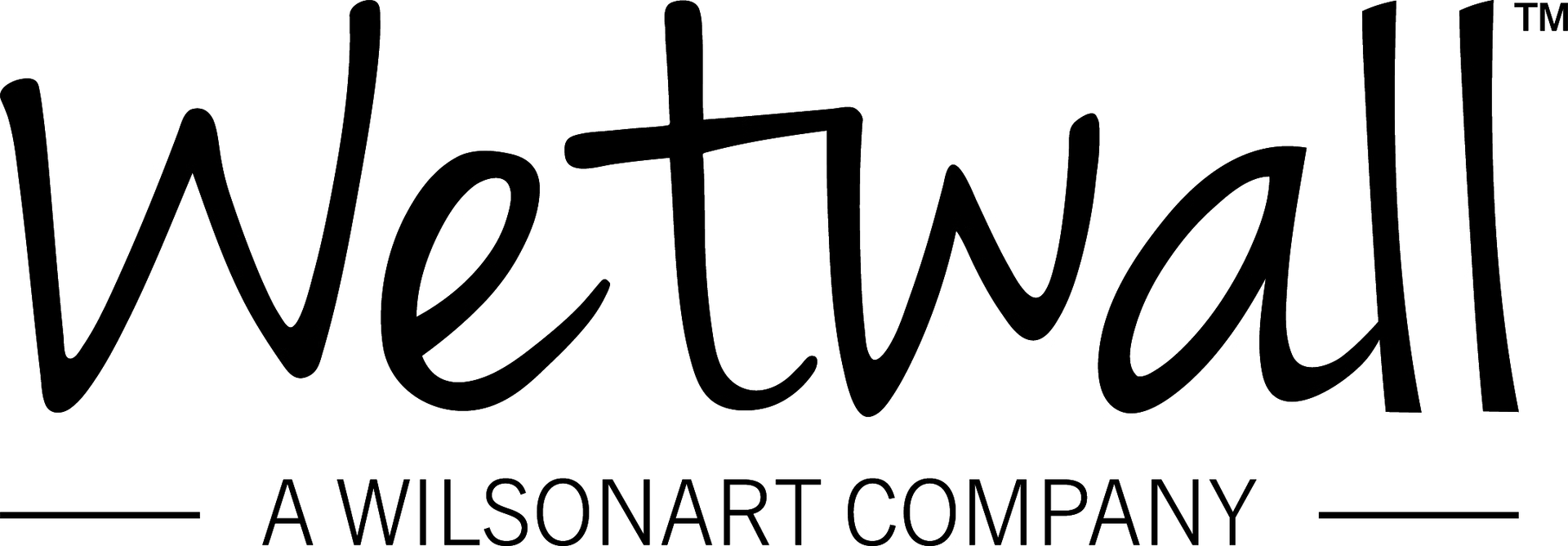 The logo for wetwall a wilsonart company is black and white.