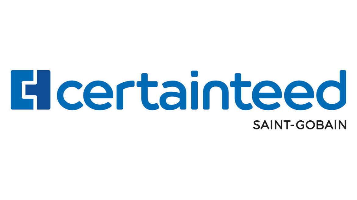 The logo for certainteed saint-gobain is blue and white.