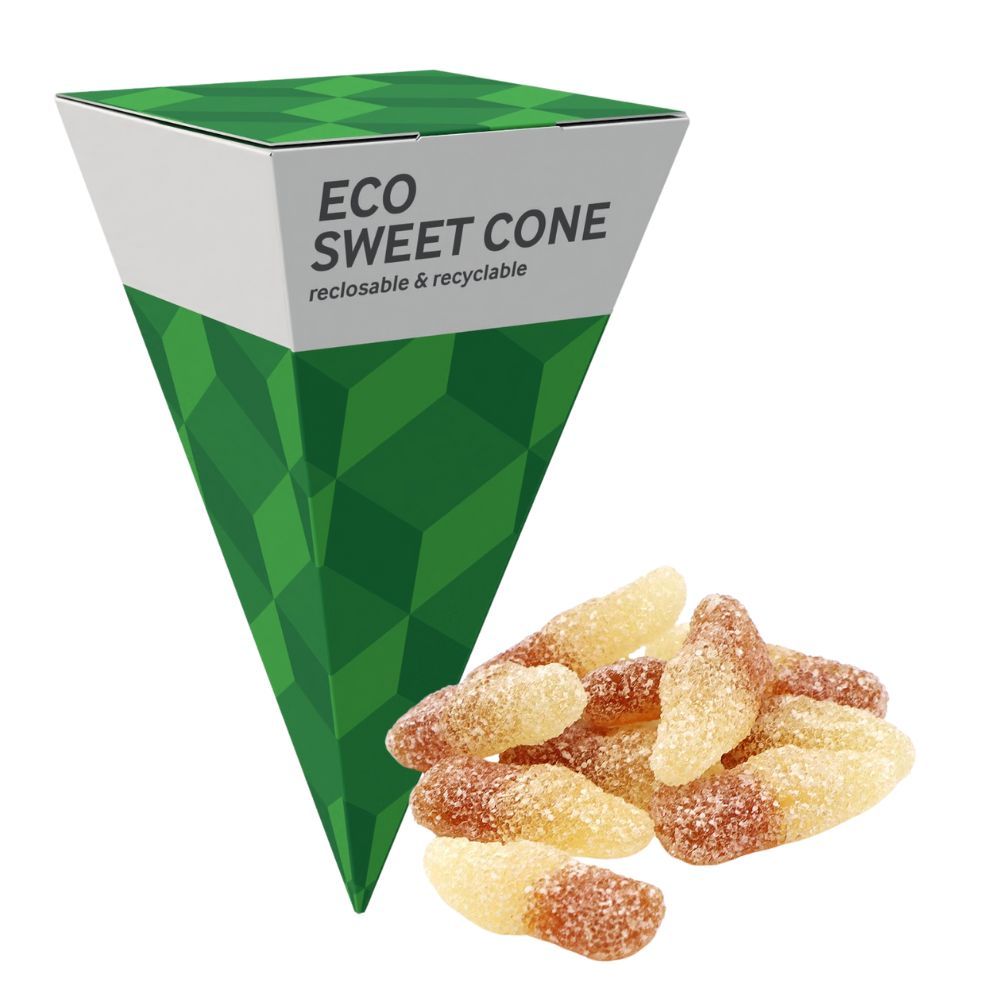 MAXI ECO SWEETS CONE PYRAMID - FIZZY COLA BOTTLES - 60G