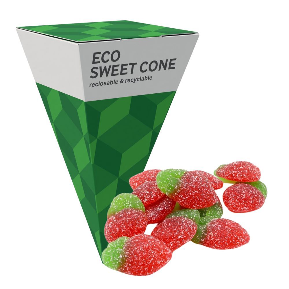 MAXI ECO SWEETS CONE PYRAMID - FIZZY STRAWBERRIES - 60G