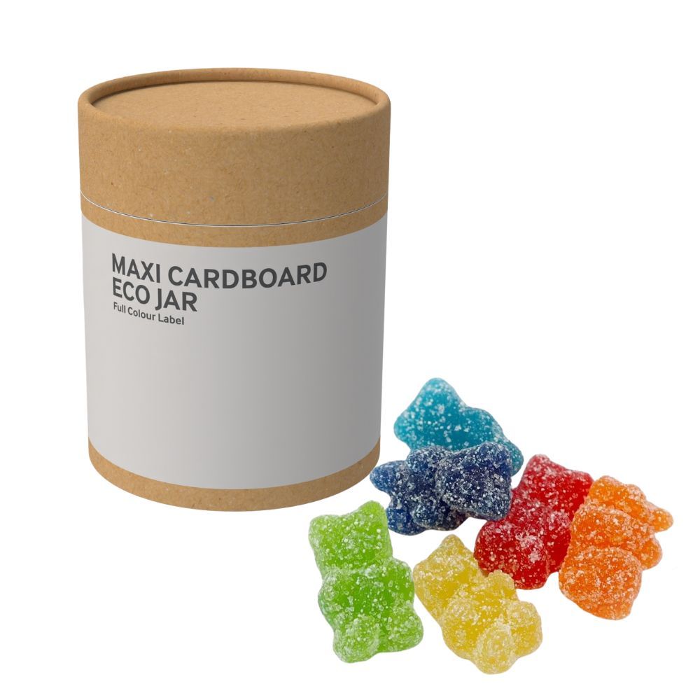 MAXI ECO SWEETS JAR - CARDBOARD TUBE - FIZZY VEGAN BEARS - 60G