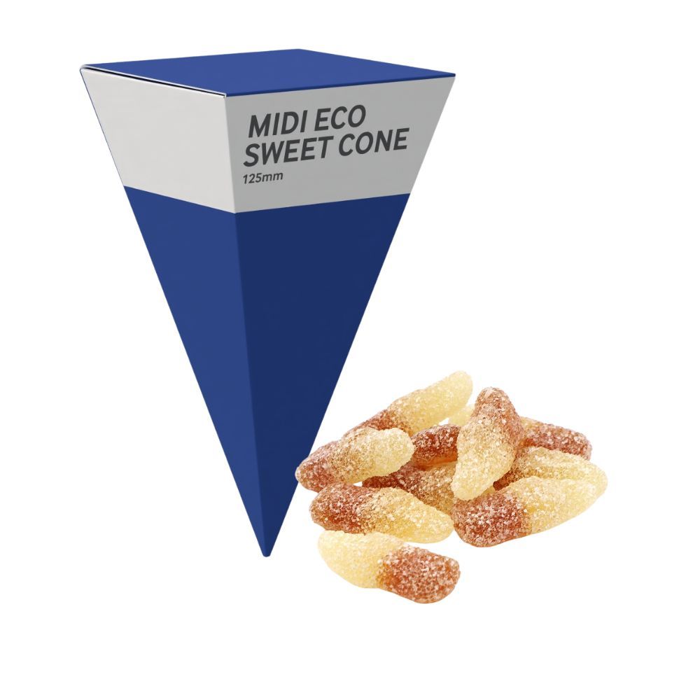 MIDI ECO SWEETS CONE PYRAMID - FIZZY COLA BOTTLES - 40G