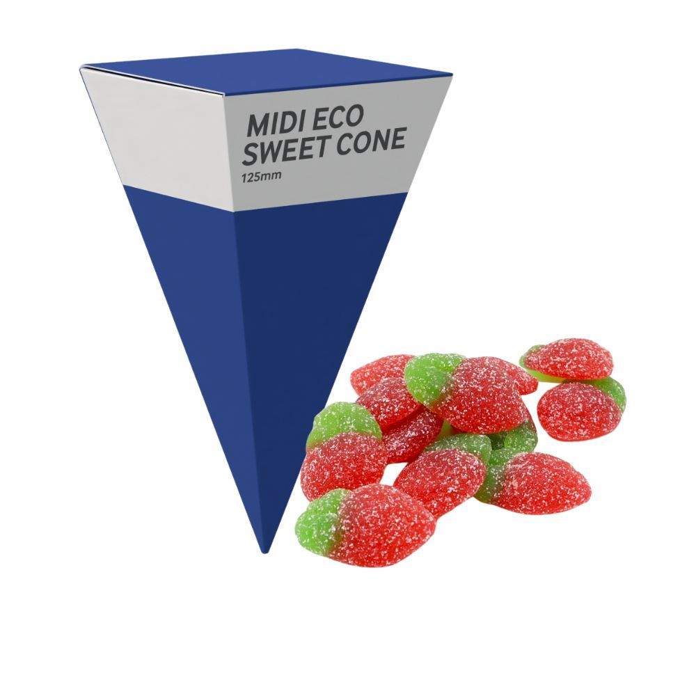 MIDI ECO SWEETS CONE PYRAMID - FIZZY STRAWBERRIES - 40G