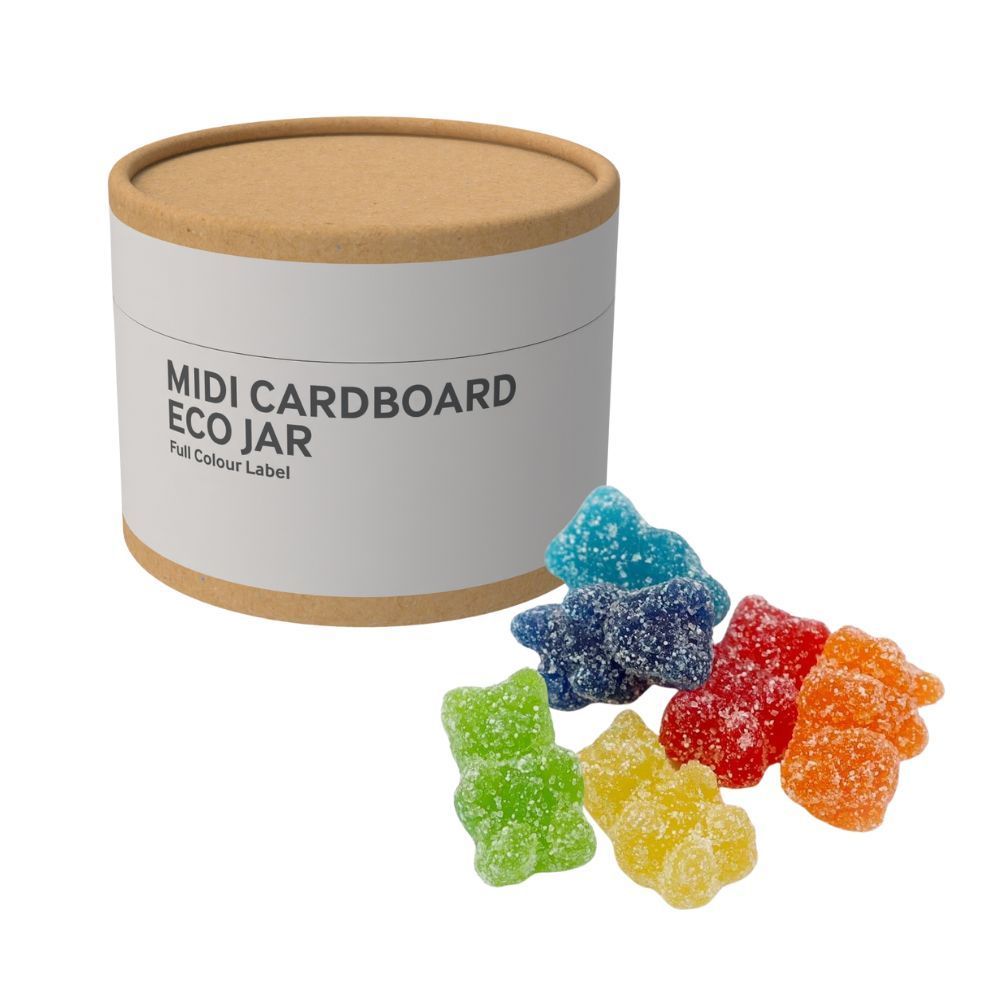 MIDI ECO SWEETS JAR - CARDBOARD TUBE - FIZZY VEGAN BEARS - 40G