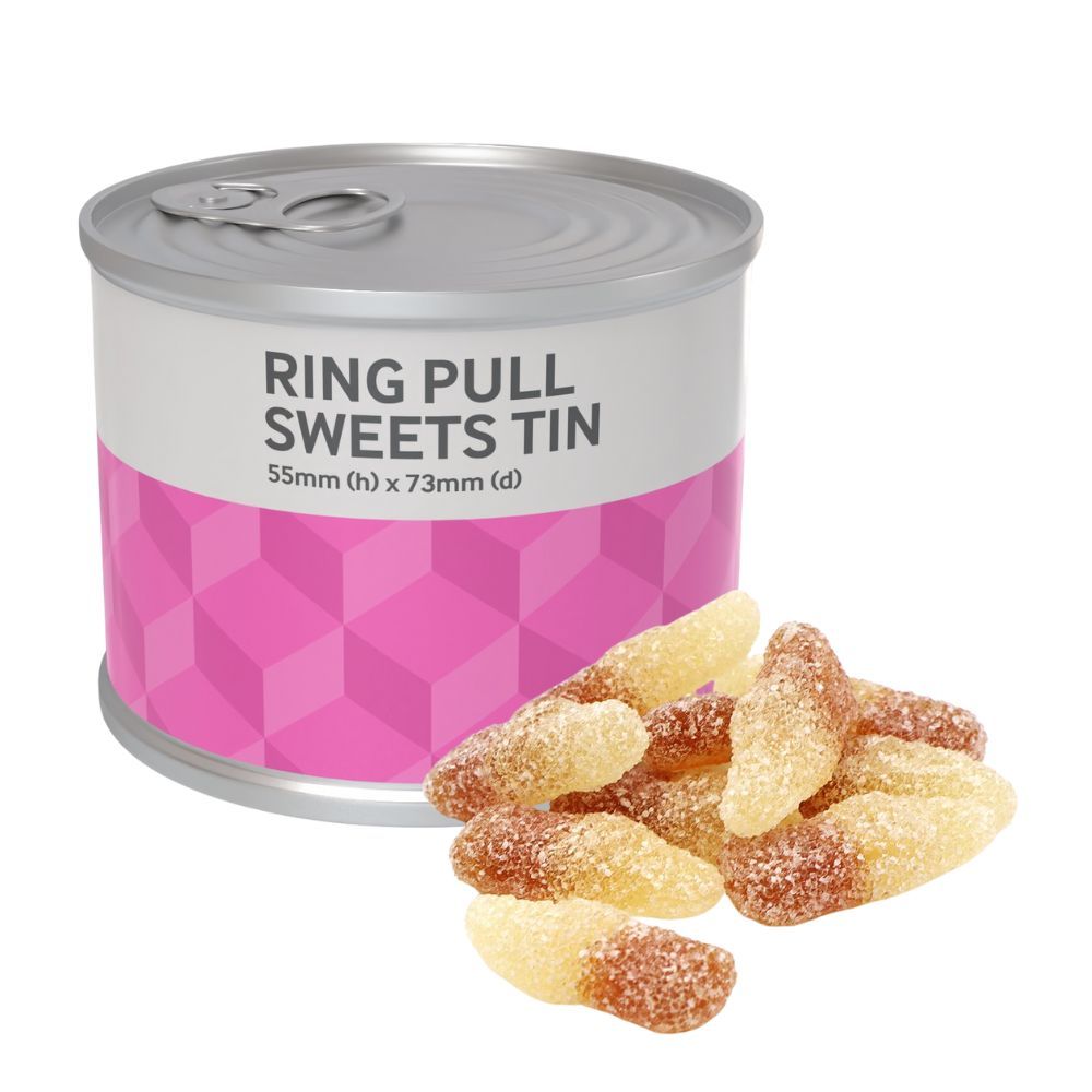 RING PULL SWEETS TIN - FIZZY COLA BOTTLES - 50G