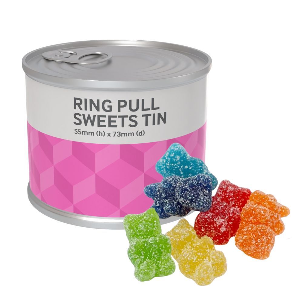 RING PULL SWEETS TIN - VEGAN FIZZY BEARS- 50G