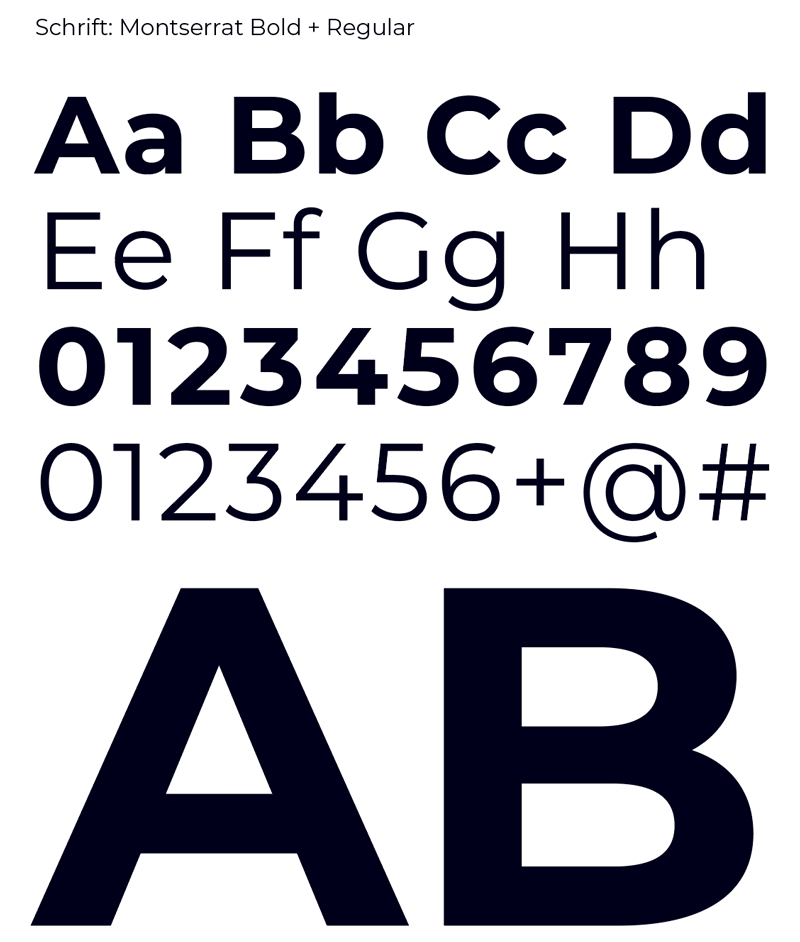 Schriftbeispiel für Creative Democracy: Montserrat Bold Regular mit Groß- und Kleinbuchstaben, Zahlen und Symbolen.
