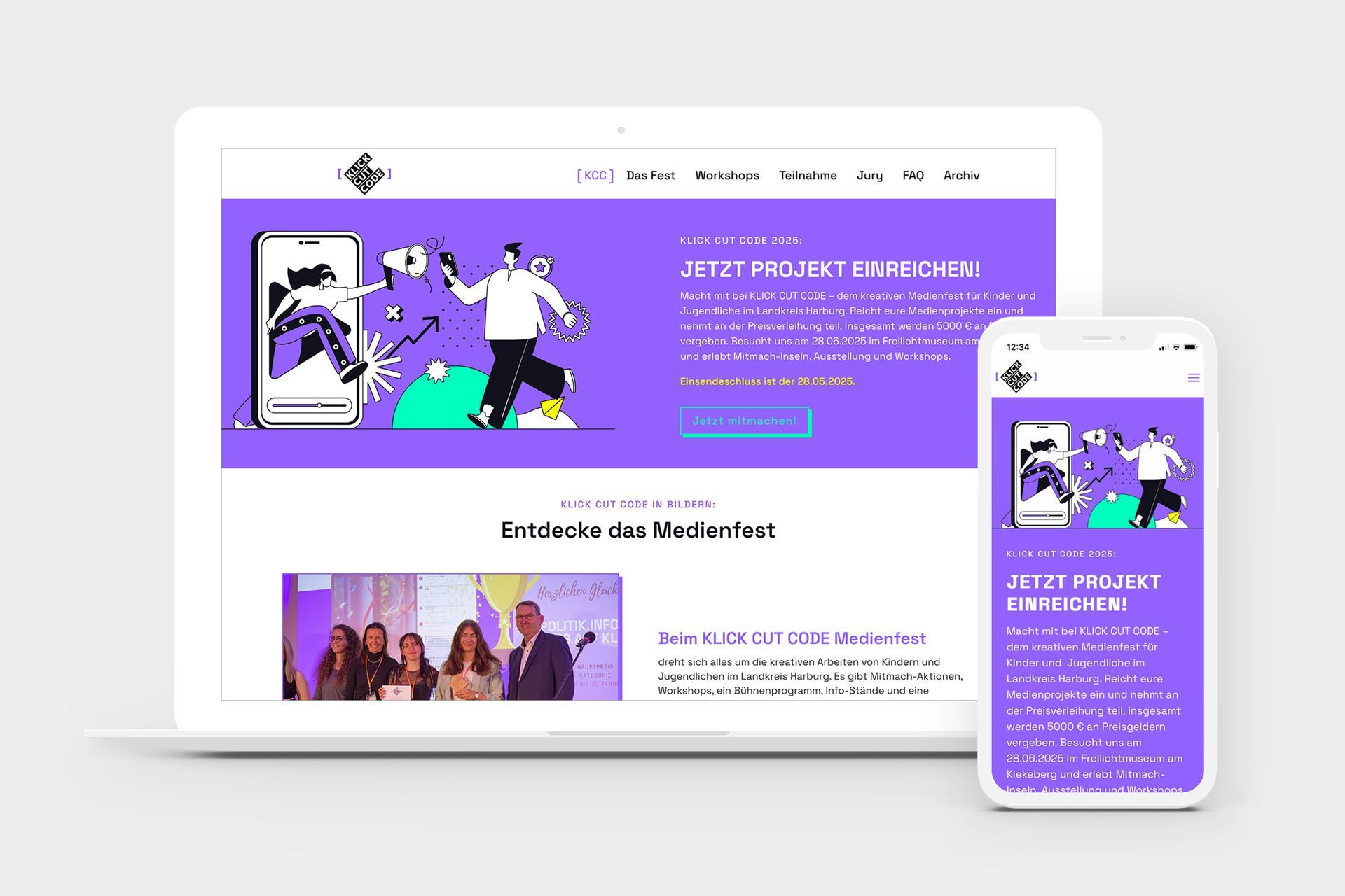 Laptop und Mobile Mockup von „KLICK CUT CODE