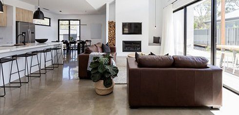 polished concrete floors in East Grand Rapids home