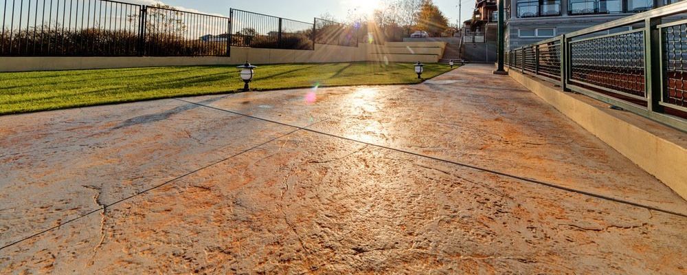 stamped and stained concrete at a residential park