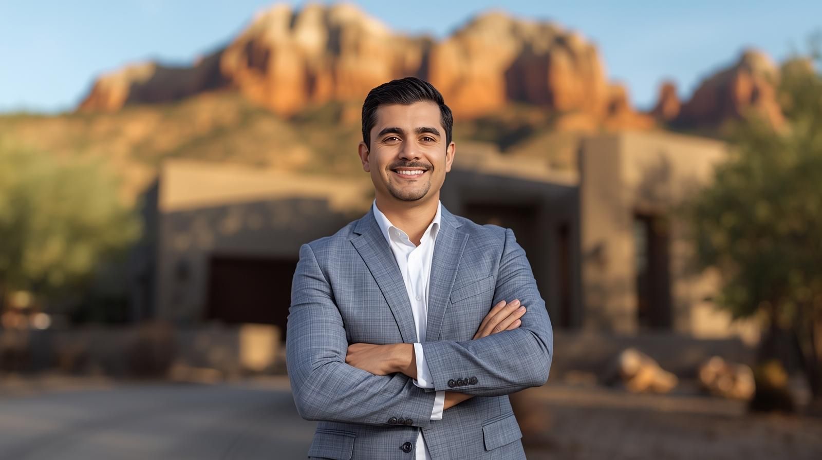 Real estate agent standing in front of a home in Grand Junction, Colorado.