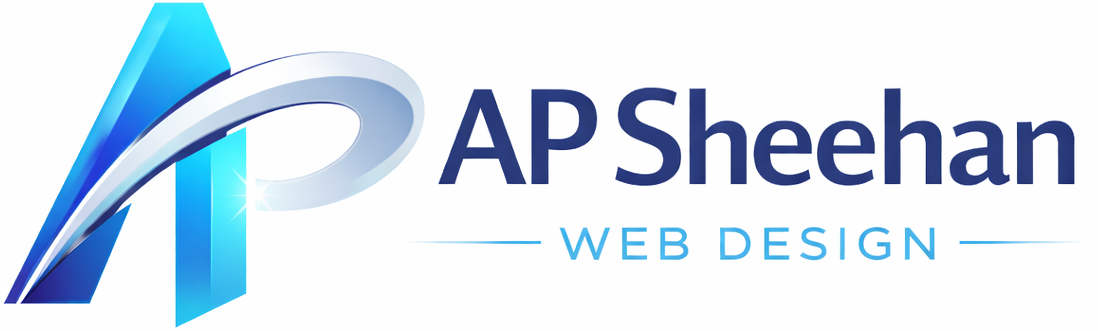 APSheehan web design logo with blue stylized “A” and gray text