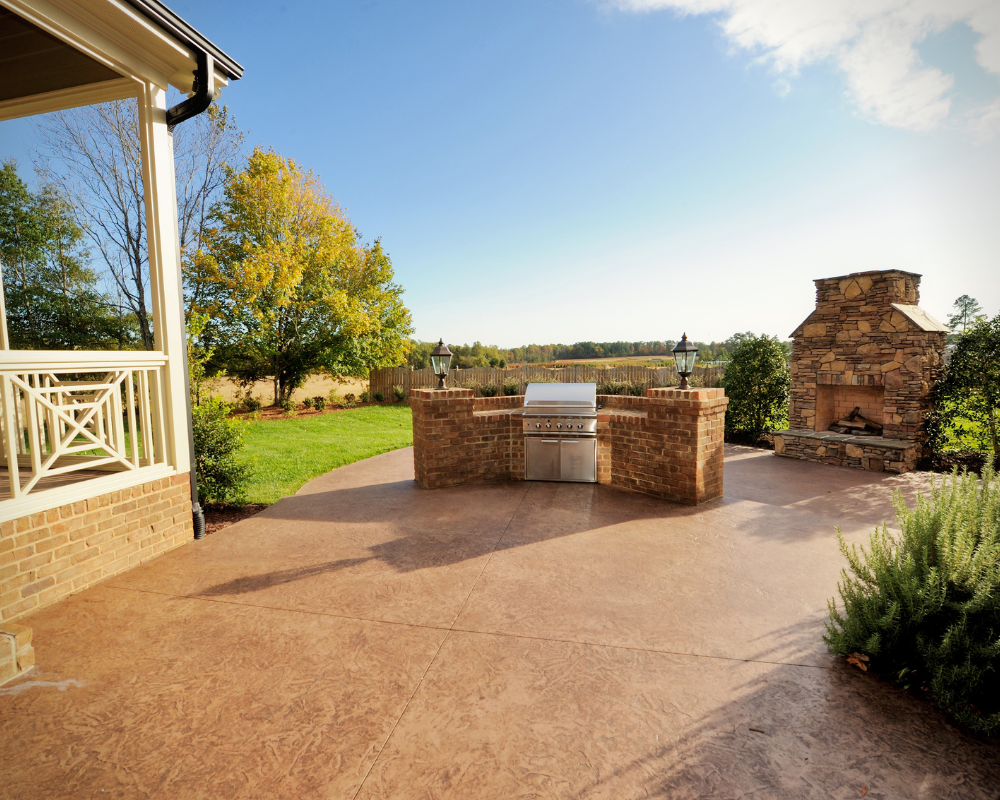 concrete patio on outdoor kitchen
