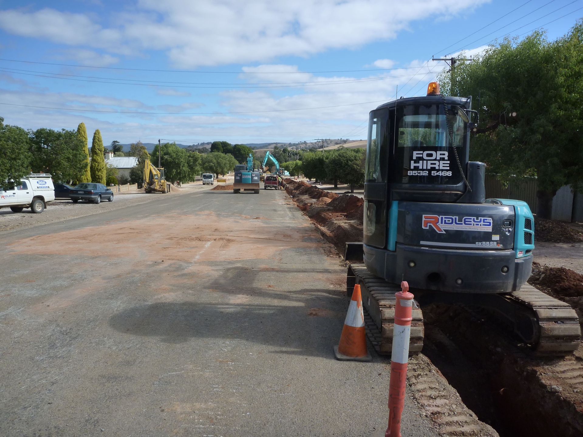 A for hire sign is on a construction vehicle | Murray Bridge, SA | Ridleys SA