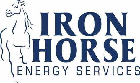 Logo for Iron Horse Energy Services: blue text and a horse silhouette.