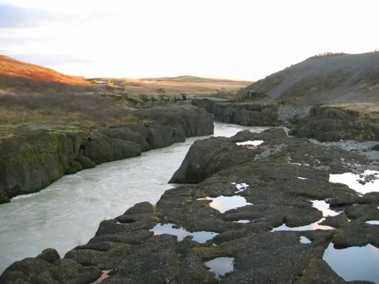 Hvítá river flowing through a narrow gorge