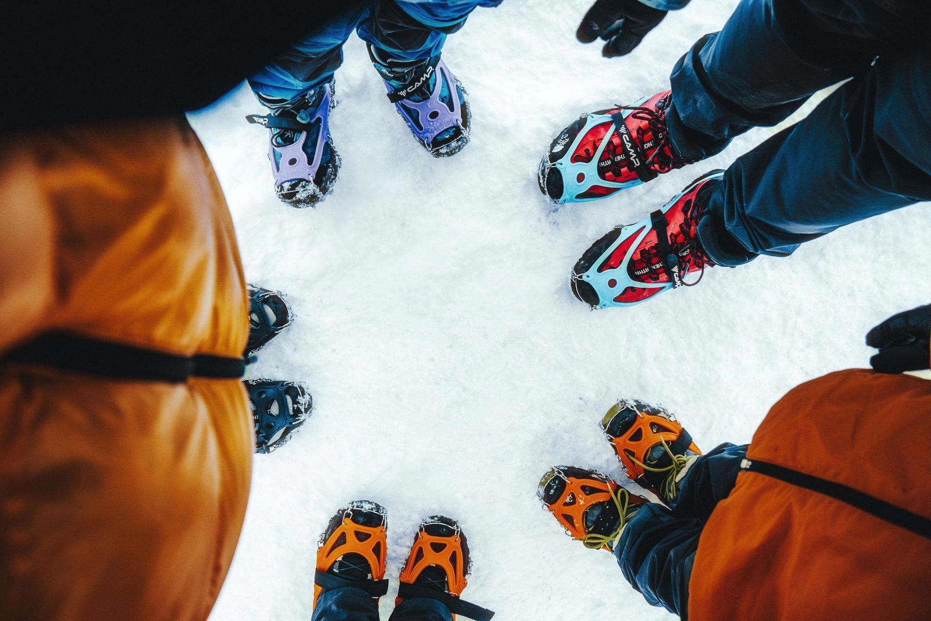 Safety first! guests wearing spikes for the glacier tour