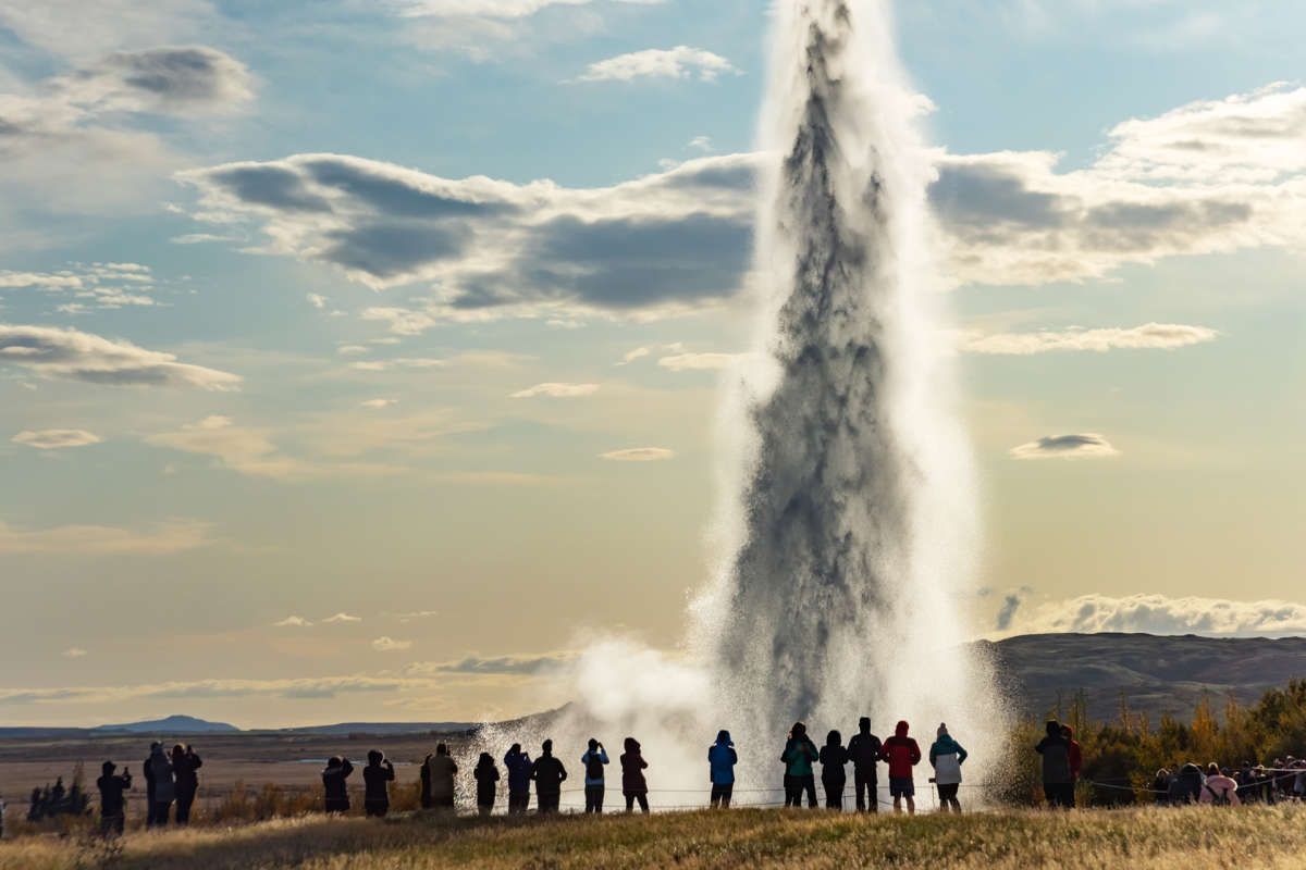 Spouting hot spring Strokkur at Geysir geothermal area