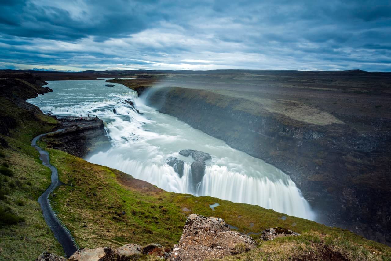View from above to Gullfoss waterfall