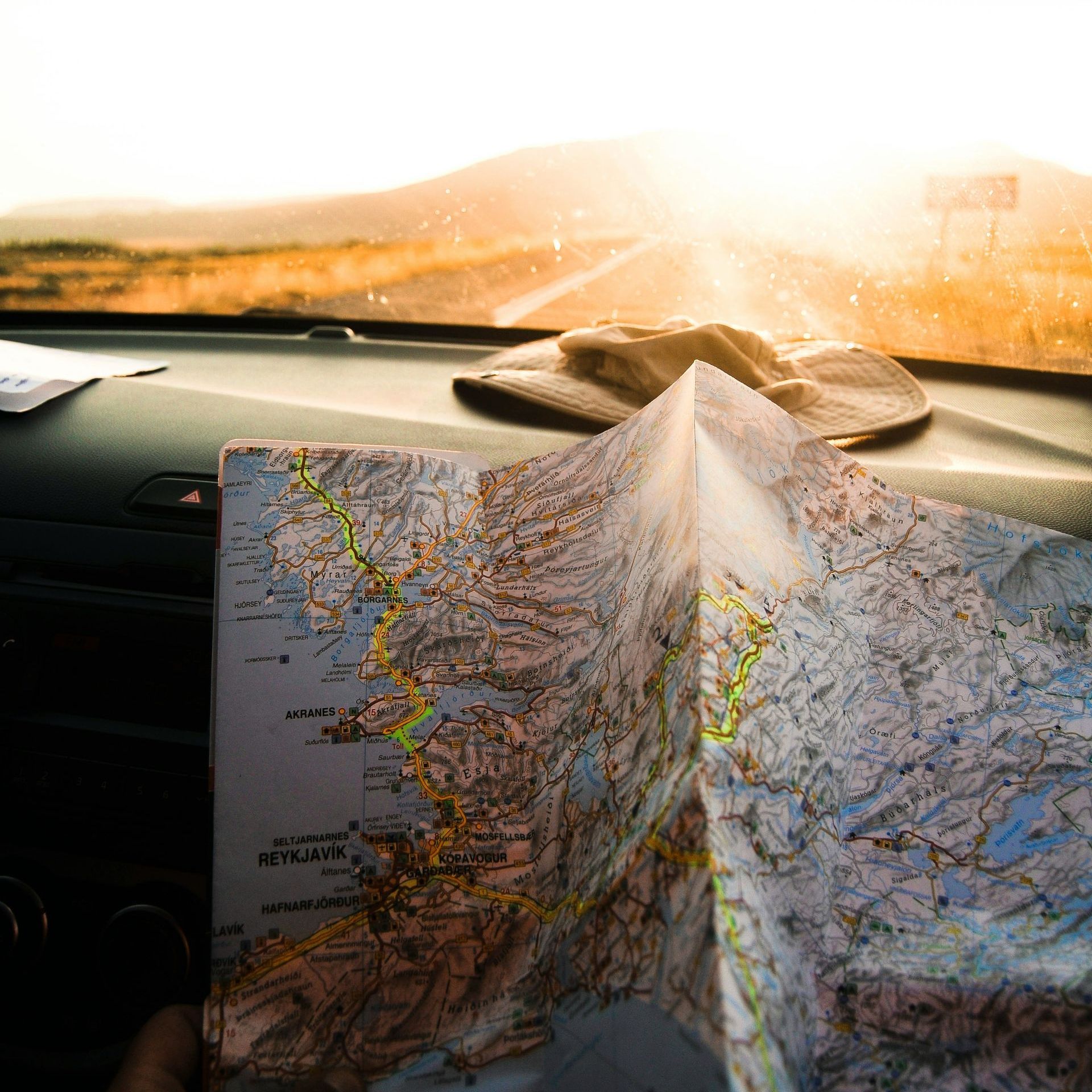 A car with a map 
