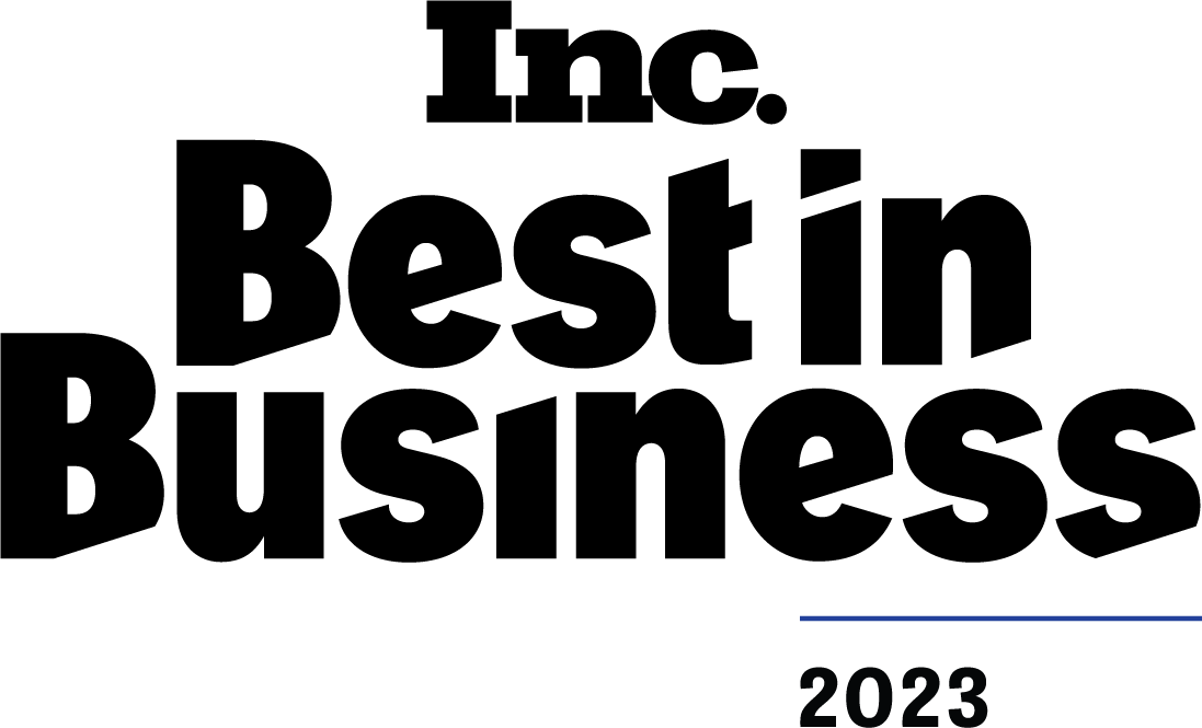 A black and white logo for inc. best in business.