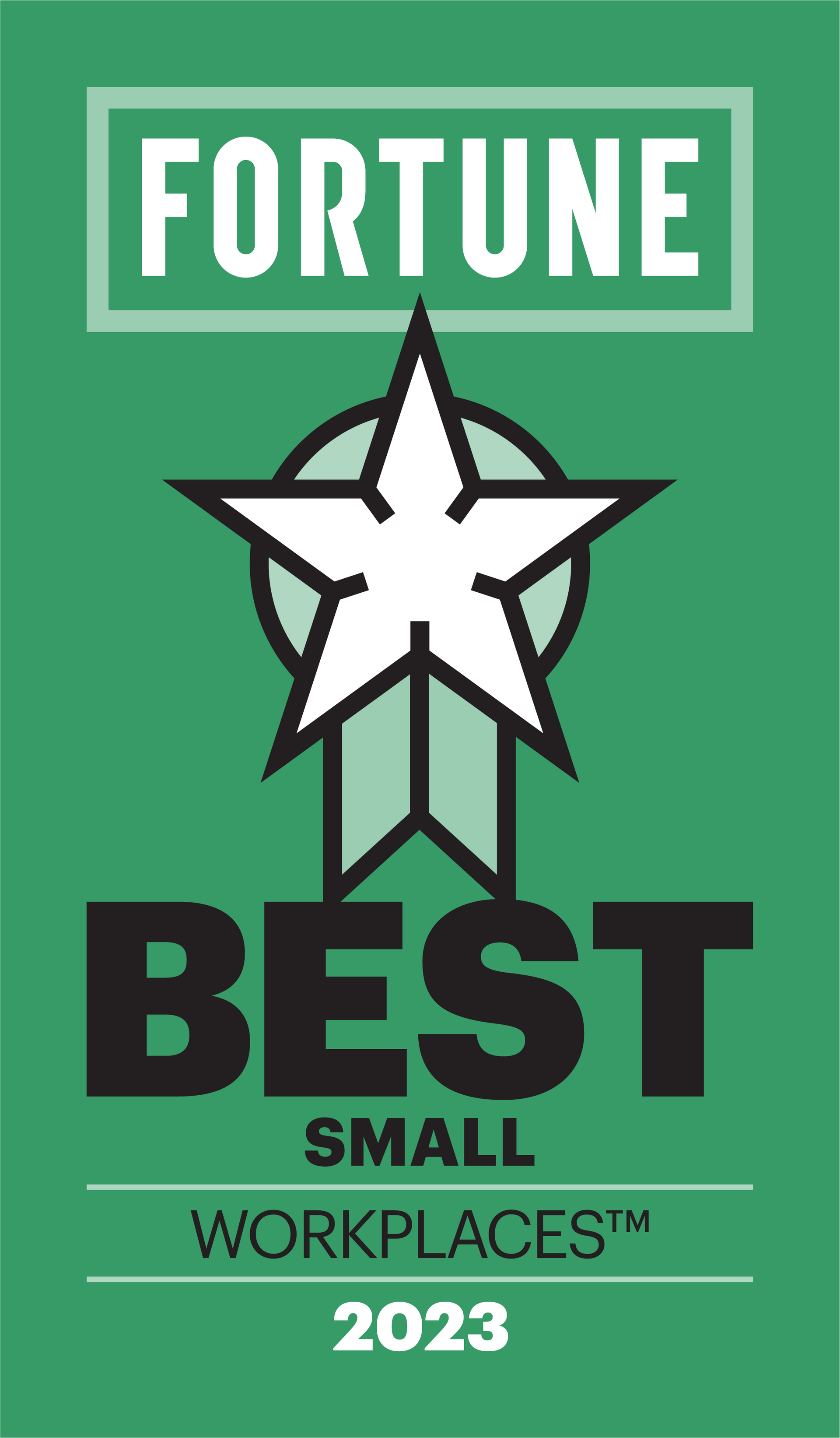 The logo for fortune best small workplaces in 2023