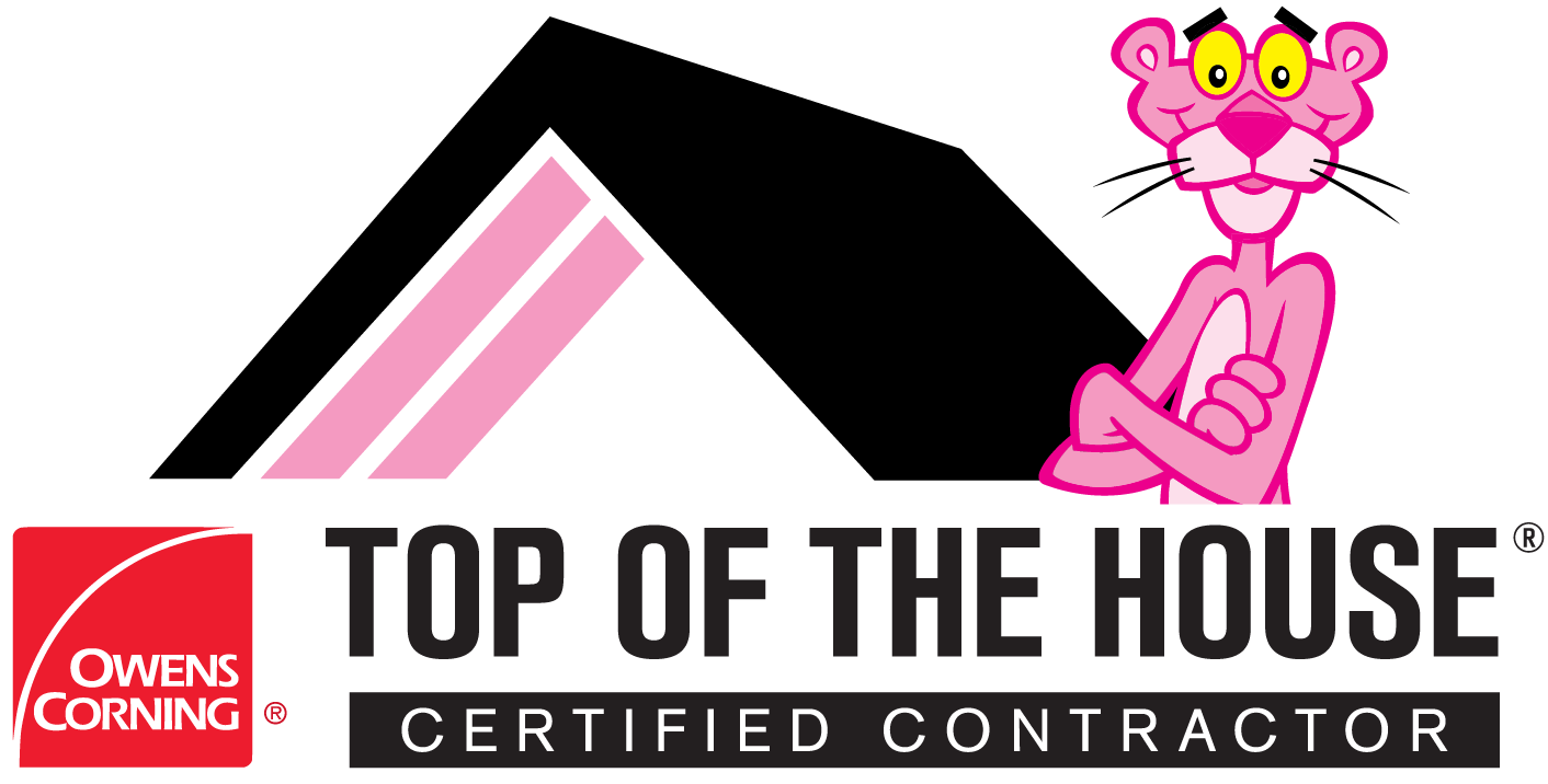 The logo for top of the house certified contractor