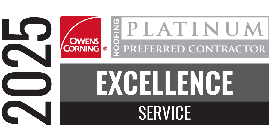 A logo for owens corning roofing platinum preferred contractor excellence service