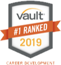 A badge that says vault # 1 ranked 2019 career development.