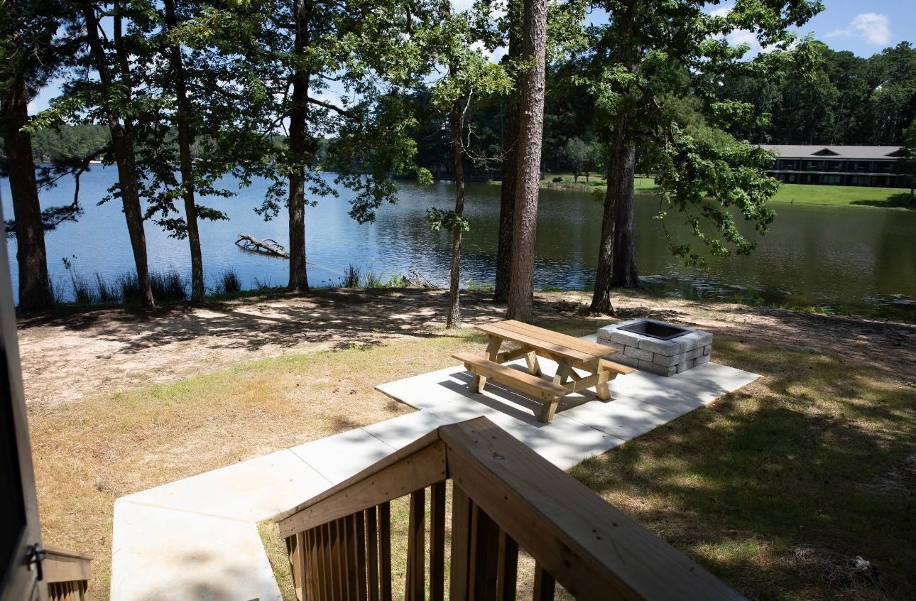 Renovated Roosevelt State Park cabin exterior