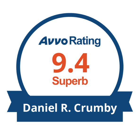 Avvo Rating seal showing a 9.4 Superb score for attorney Daniel R. Crumby.