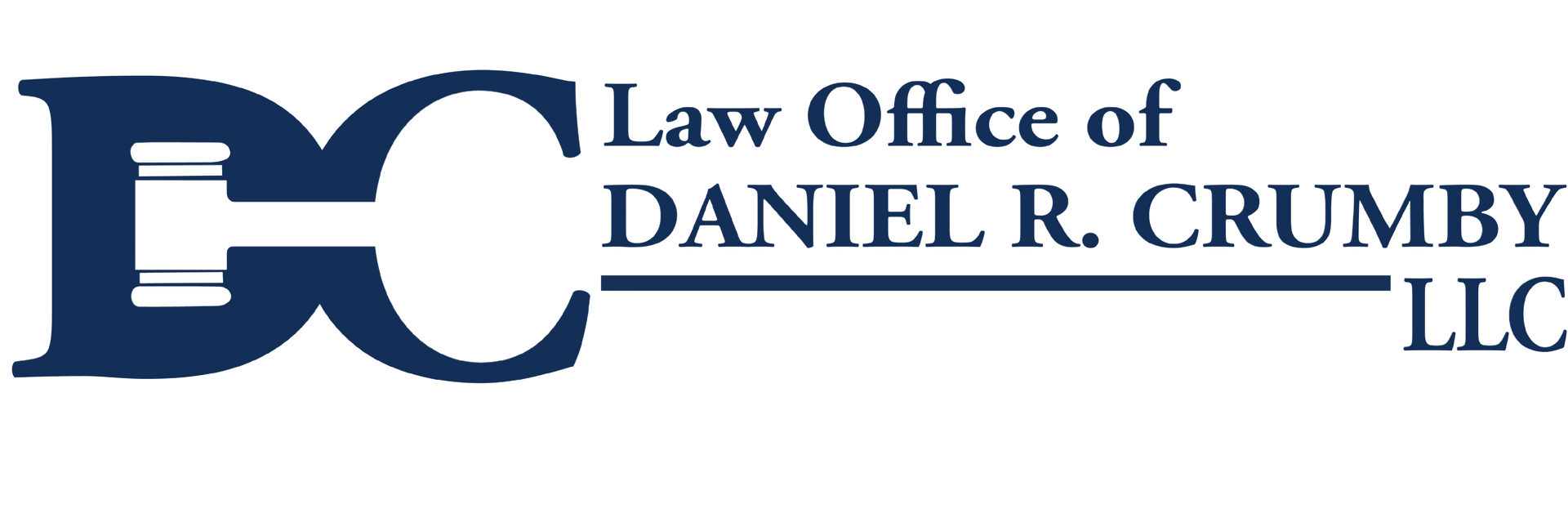 Logo for the Law Office of Daniel R. Crumby LLC featuring a navy blue 