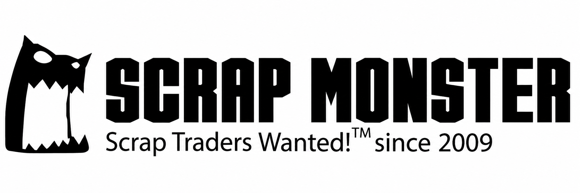Scrap Monster logo with a black monster icon and text “Scrap Monster” and “Scrap Traders Wanted! since 2009”