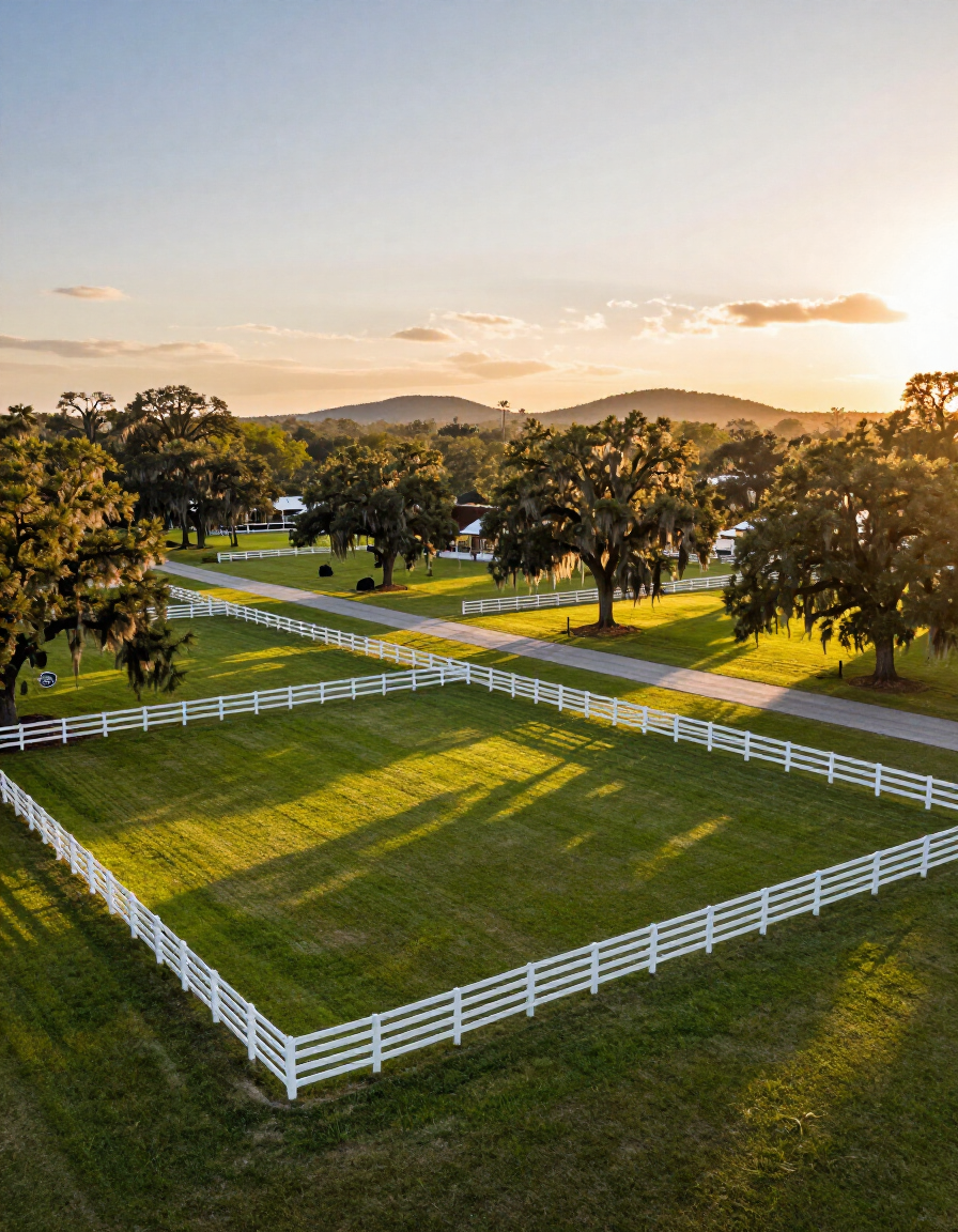 Ocala Horse Country paddock and white fence lines