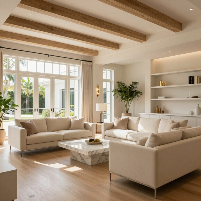 Luxury home interior with warm architectural details
