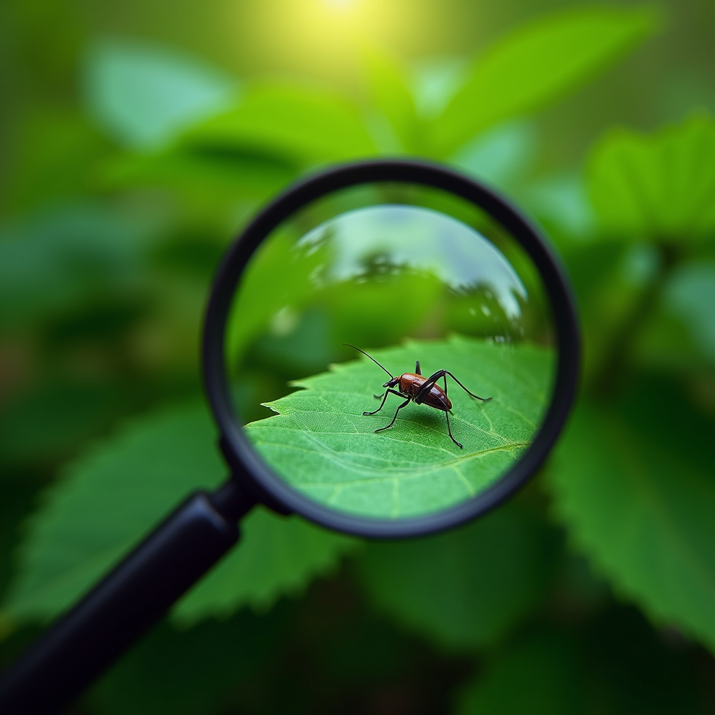 Magnifying Glass Focusing on a Small Insect on a Green Leaf — NatureWise Pest Control In Port Macquarie, NSW