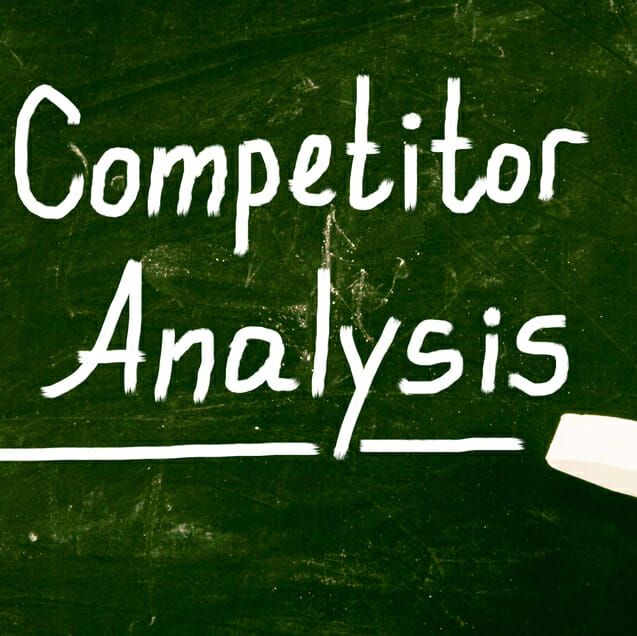 competitor analysis words on chalk board