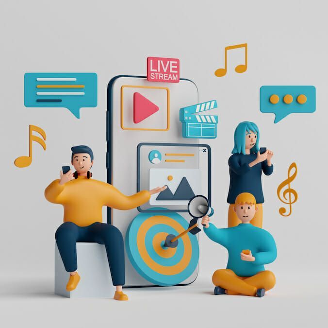 Content creating concept, Content creator making digital video for advertising and media marketing, vlog, 3d illustration. content creator mode 3d graphic