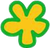 Yellow four-leaf clover icon with a green outline on a white background