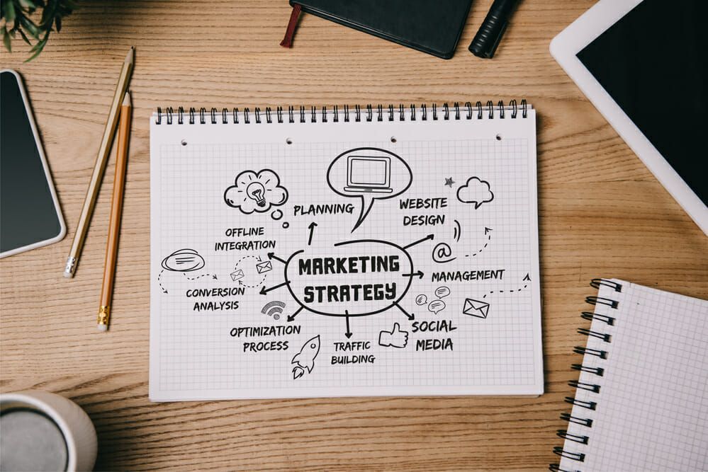 marketing strategy sketch on desk