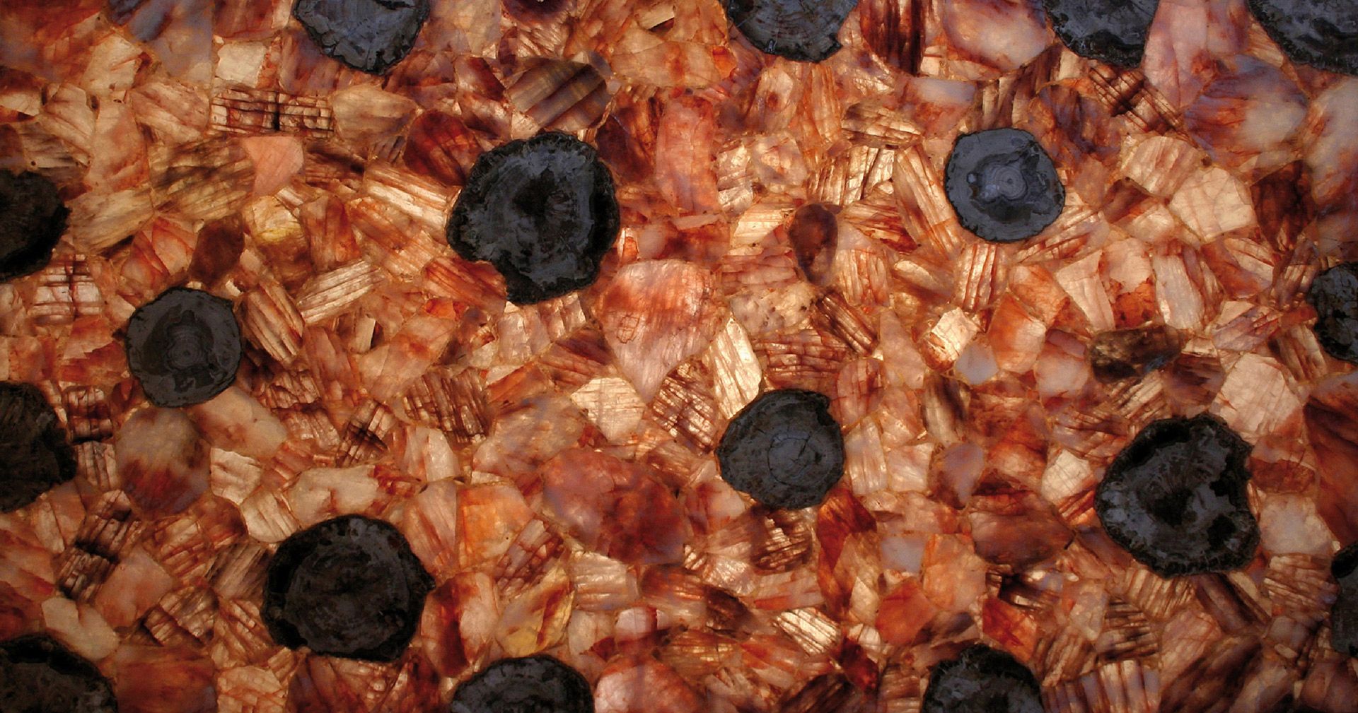 Fossilized Haematoid Quartz Backlit