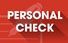 The word personal check is on a red background.