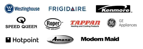 Brand Logos of Westinghouse, Frigidaire, Speed Queen, Roper, Tappan, GE Appliances, Hotpoint, Amana, Modern Maid