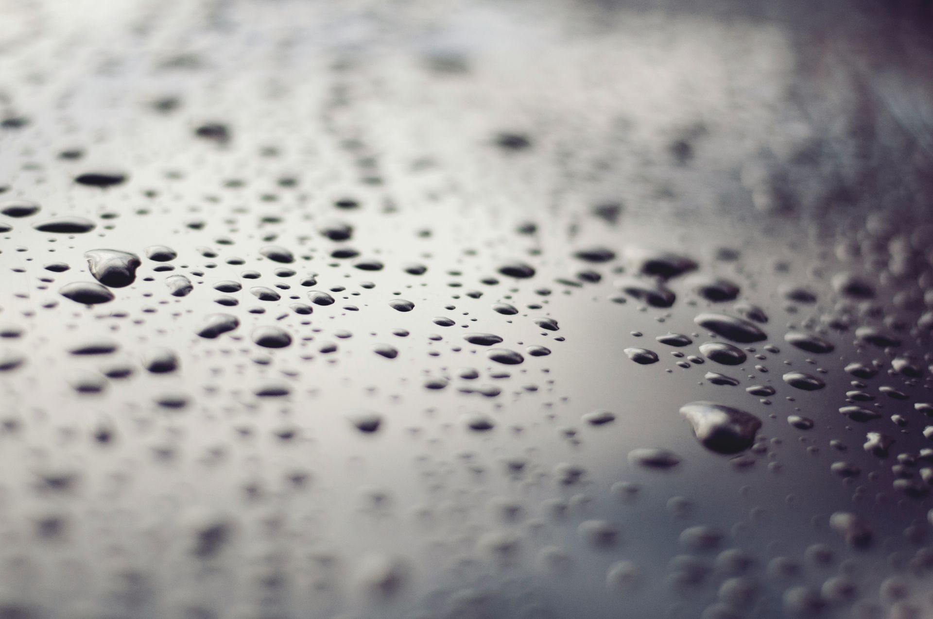 A close up of water drops on a Cybertruck ceramic coating